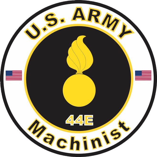 US Army decal for 44 Echo Machinist.