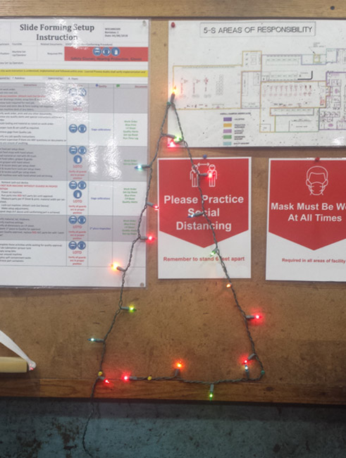 Christmas lights shaped like a Christmas tree.