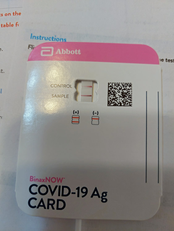 Positive Covid-19 test result.