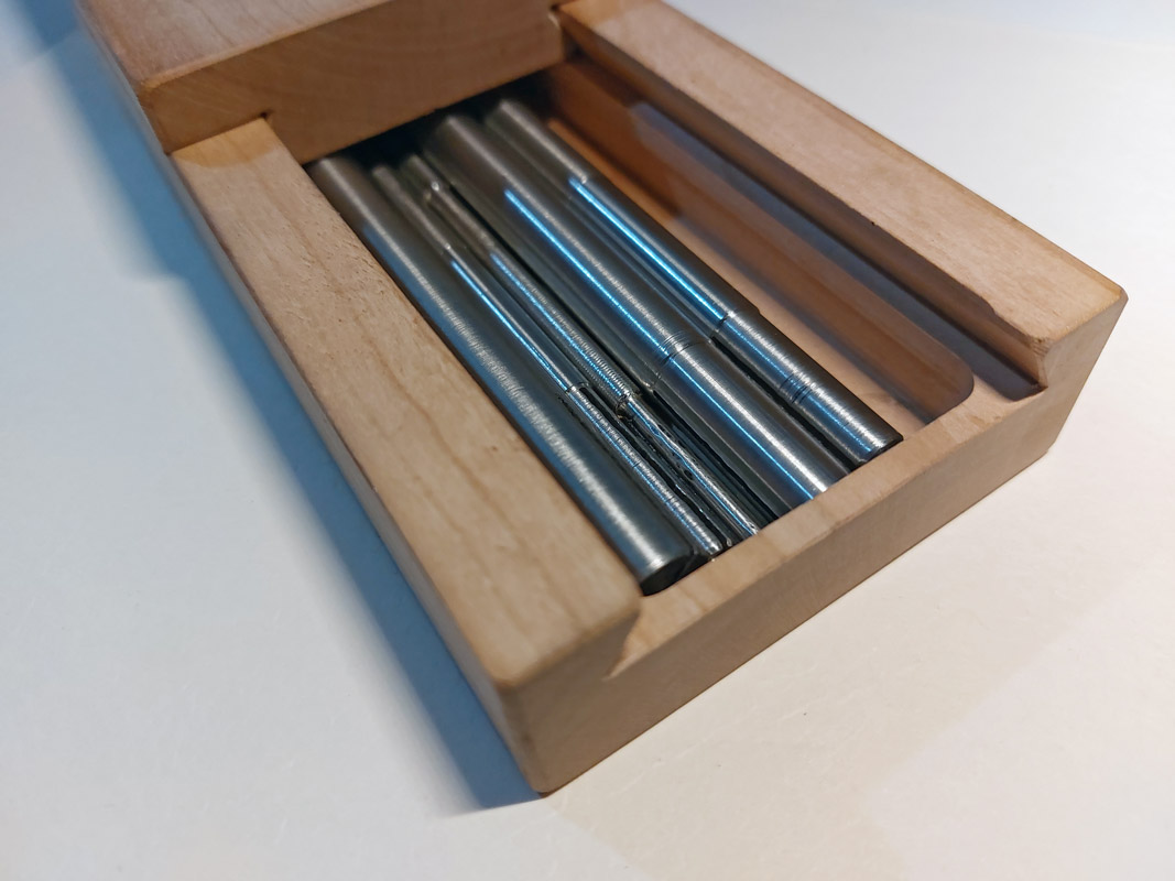 Lapping tools in a wooden box.