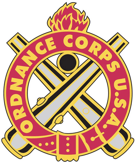 US Army Ordnance Corps insignia.