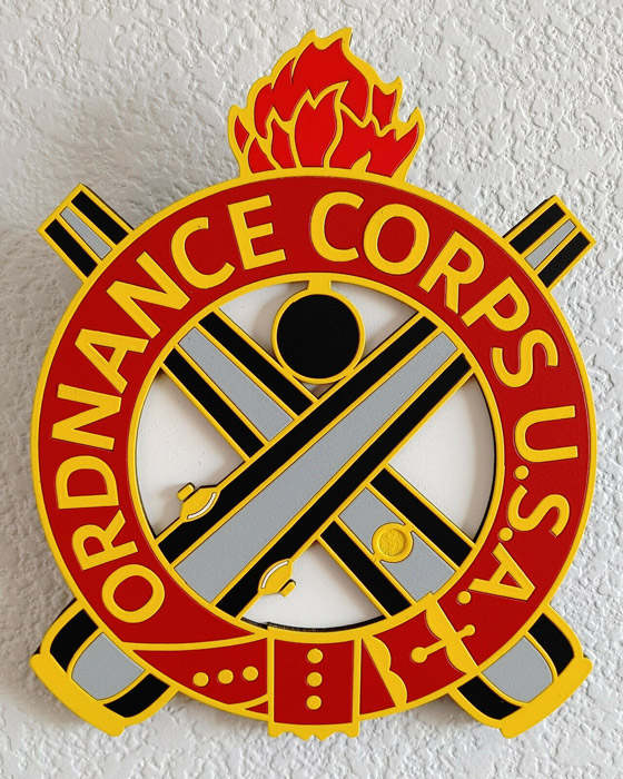 Ordnance Corps insignia wall plaque.