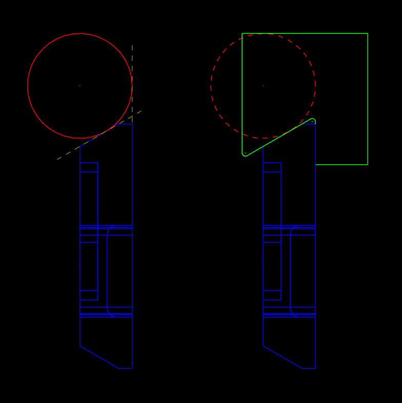 Roll dimension measuring tool diagram.